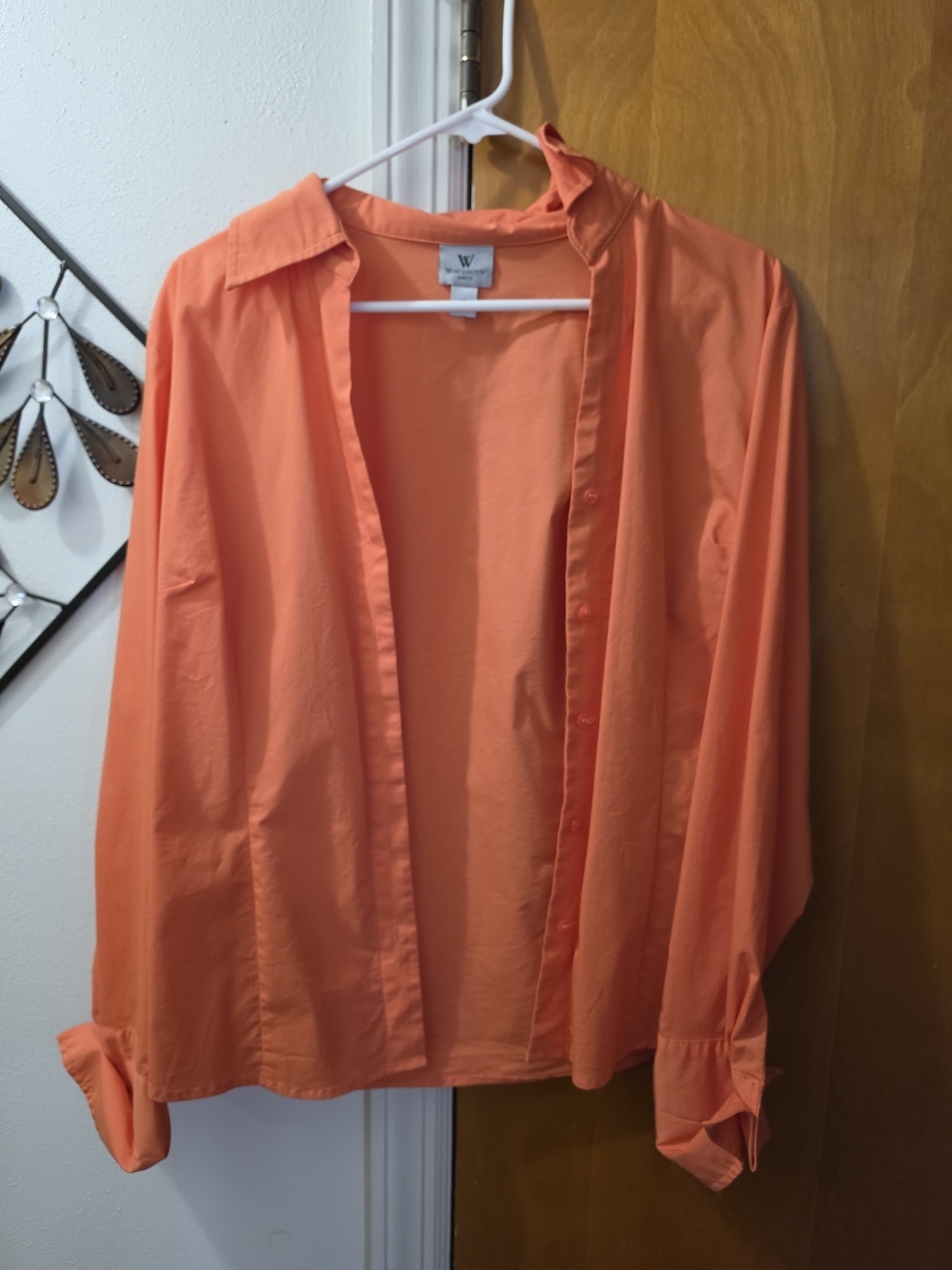 Lightweight Button-Down Shirt in Bright Coral Size 12